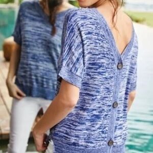 Soft surroundings Oceania cotton short sleeve cardigan feminine sweater m